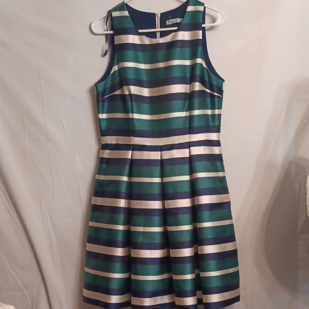 Eliza J Green and Blue Fit and Flare Mini Dress Size 10